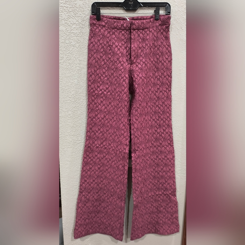 New Free People Jacquard Flare Textured Pants